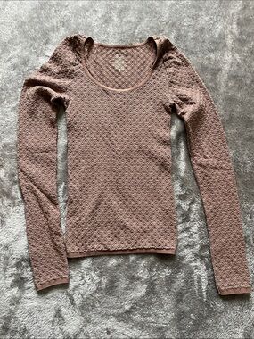 Free People intimately Love Letter Long Sleeve Textured Scoop Neck Top - mauve